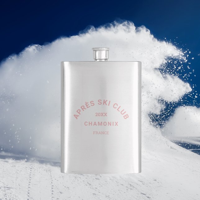 Après Ski Club Winter Pink Ski Resort Crest Hip Flask (Creator Uploaded)