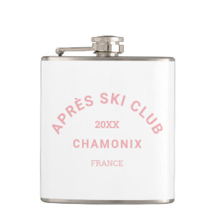 Après Ski Club Winter Pink Ski Resort Crest Hip Flask