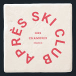 Après Ski Club Winter Red Ski Resort Crest Stone Coaster<br><div class="desc">Après Ski Club, winter red ski resort crest stone coaster. Personalize with the year of your ski trip, ski resort name and location. Perfect as a memento or gift to remember a ski trip or for an après ski theme party. Designed to match our Après Ski Club Collection.</div>