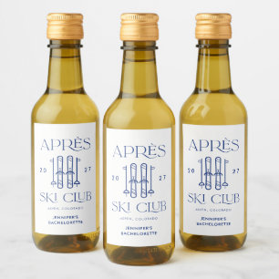Apres Ski Club Winter Snow Ski Bachelorette Party Wine Label