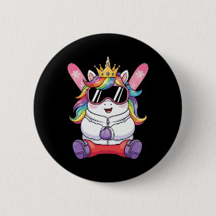 Apres Ski Elite Ski Bunnies Unicorn Snow Skiing Sk 2 Inch Round Button