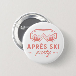 Apres ski girls party skiing pink girly aesthetic 2 inch round button