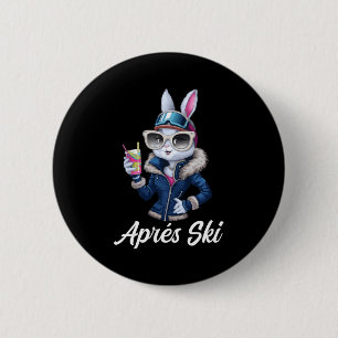 Apres Ski Hat Party Design Ski Bunny Skier Outfit  2 Inch Round Button
