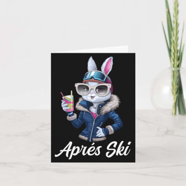Apres Ski Hat Party Design Ski Bunny Skier Outfit  Card (Front)