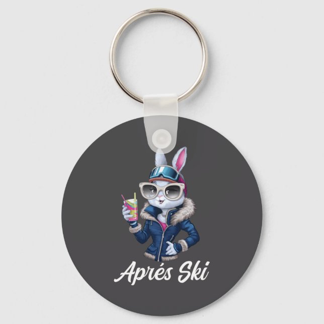 Apres Ski Hat Party Design Ski Bunny Skier Outfit  Keychain (Front)