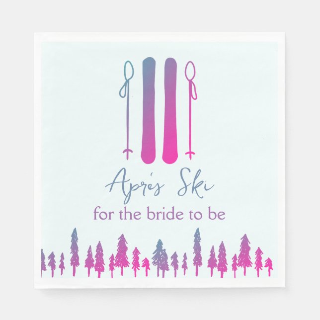 Apres Ski Neon Winter Bachelorette Party Napkin (Front)