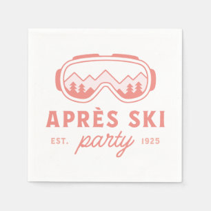 Apres ski party skiing girls night pink aesthetic napkin