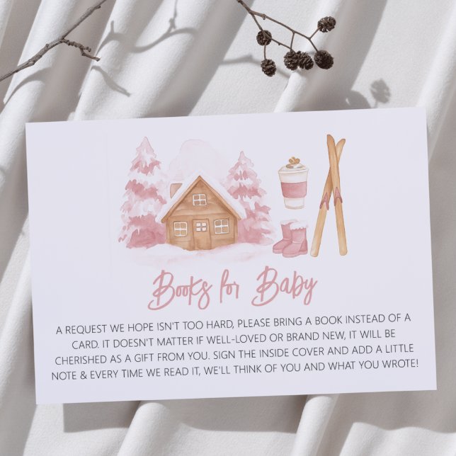 Apres Ski Pink Baby Shower Books for Baby Enclosure Card (Creator Uploaded)