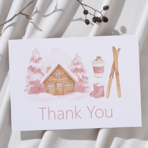 Apres Ski Pink Nesting Baby Shower  Thank You Card