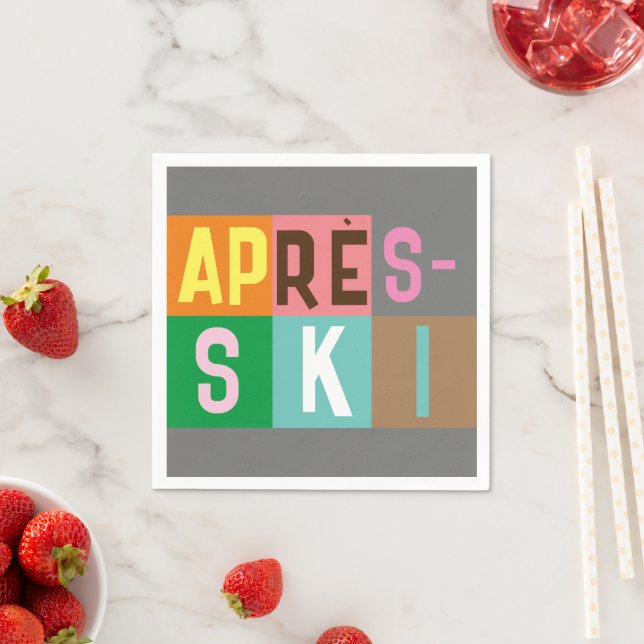 Après-ski Retro Skier Colour Block Napkin (Insitu)