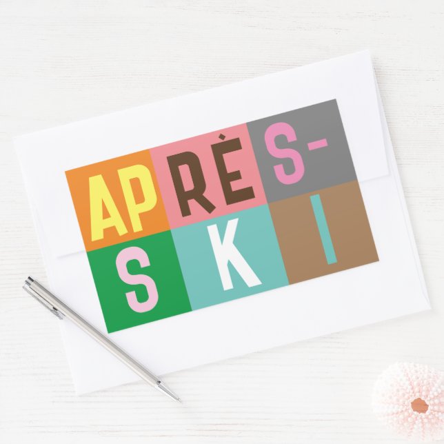 Après-ski Retro Skier Colour Block Sticker (Envelope)