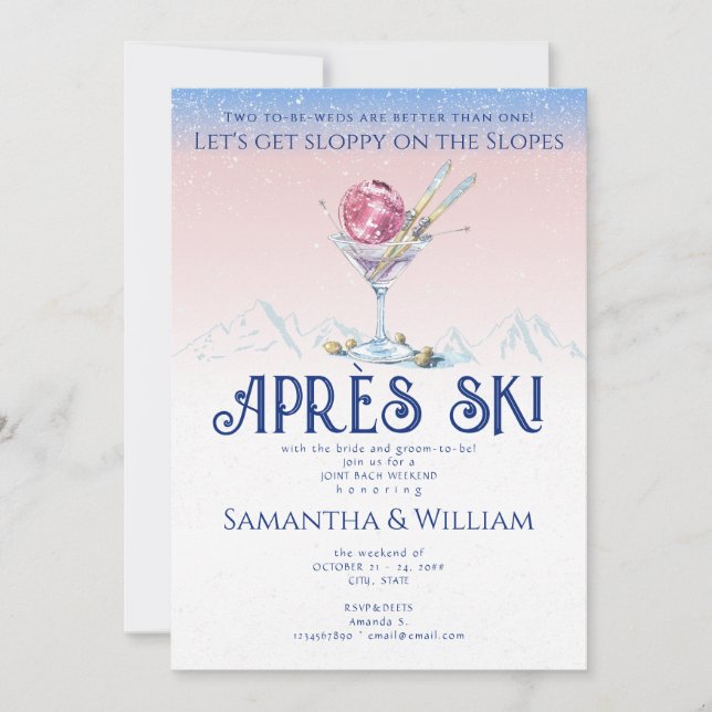 Après Ski Skiing Sloppy Slopes Joint Bach Weekend Invitation (Front)