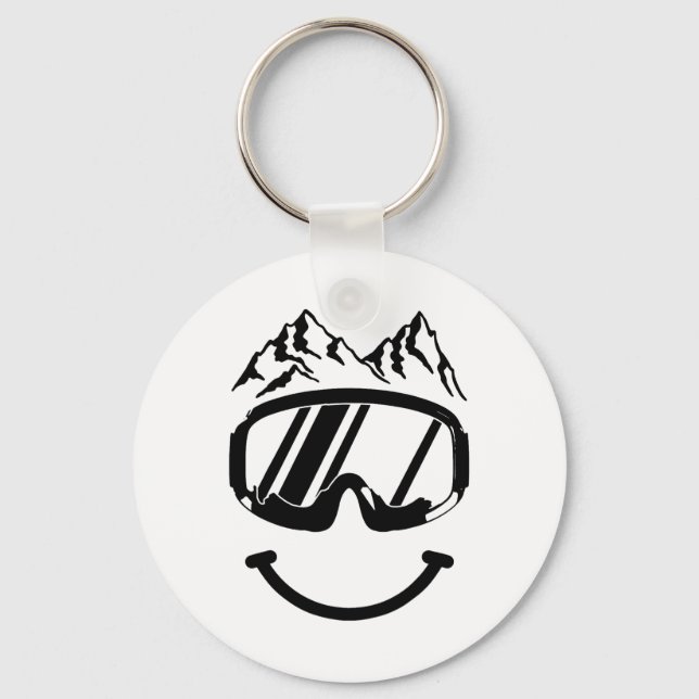 Apres Ski Snowboard Snowmobile Funny Skiing Snowmo Keychain (Front)
