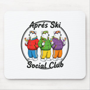 Après ski social club funny skiing ski polar bear mouse pad