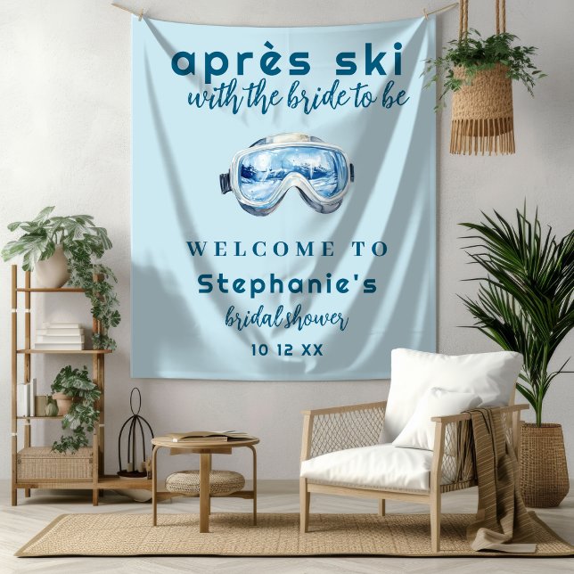 Apres Ski Sporty Winter Bridal Shower Backdrop Tapestry (Creator Uploaded)