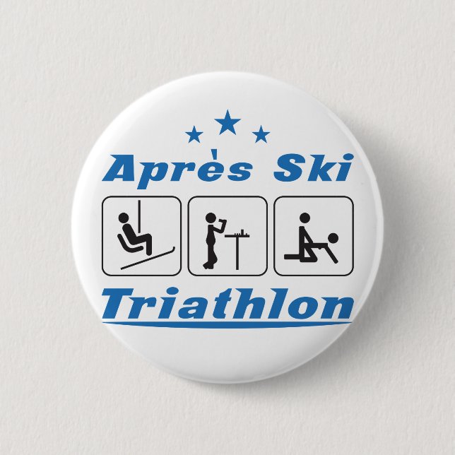 Apres Ski Triathlon 2 Inch Round Button (Front)