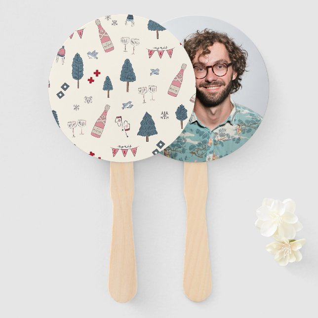 Apres Ski Weekend Bachelorette Game Grooms Face Hand Fan (Front and Back)