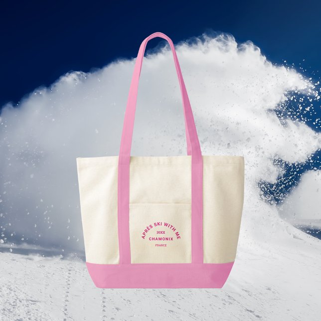 Après Ski With Me Hot Pink Ski Crest Tote Bag (Creator Uploaded)