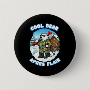 Apres skiing flair cool polar bear ski looking goo 2 inch round button