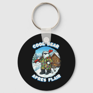 Apres skiing flair cool polar bear ski looking goo keychain