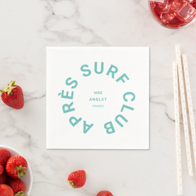 Après Surf Club Turquoise Surfers Social Crest Napkin (Insitu)