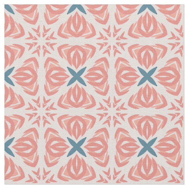Apricot abstract floral fabric (Close Up)