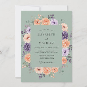 Apricot Amethyst Wildflower Wedding Invitation