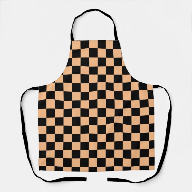 Apricot and Black Chequered Vintage Apron (Front)