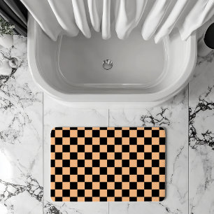 Apricot and Black Chequered Vintage Bath Mat