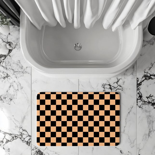 Apricot and Black Chequered Vintage Bath Mat (Creator Uploaded)