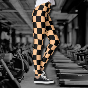 Apricot and Black Chequered Vintage Leggings