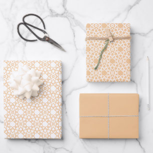 Apricot Arabesque Pattern Design Wrapping Paper Sheet