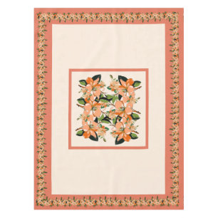 Apricot Azalea on Cream 52" x 70" Tablecloth