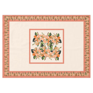 Apricot Azalea on Cream 60" x 84" Tablecloth