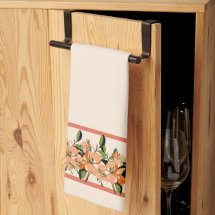 Apricot Azalea on Cream Kitchen Towel