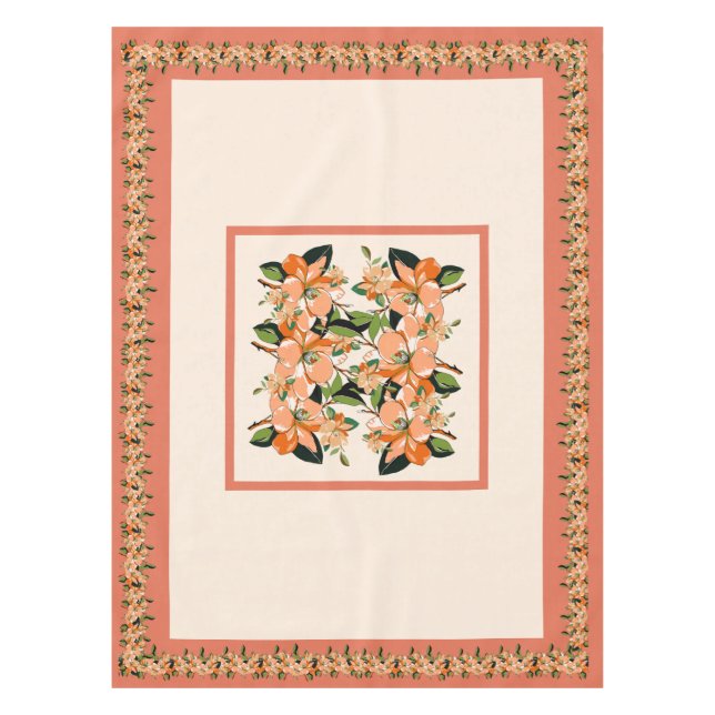 Apricot Azalea sur Crème 52" x 70" Nappe (Devant)