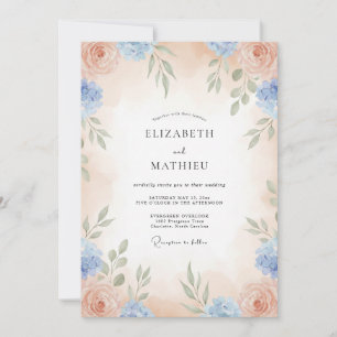 Apricot Azure Vine Wedding Invitation