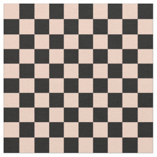 Apricot & Black Chequerboard Fabric