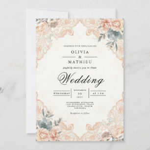 Apricot Blossom Archway Wedding Invitation