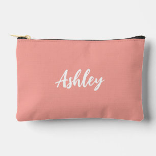Apricot calligraphy monogram accessory pouch