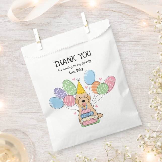 Apricot Cockapoo Cavapoo Birthday Party  Favour Bag (Clipped)