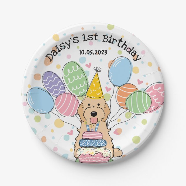 Apricot Cockapoo Cavapoo Dog Birthday  Paper Plate (Front)