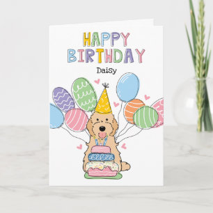 Apricot Cockapoo Cavapoo Dog Happy Birthday Card