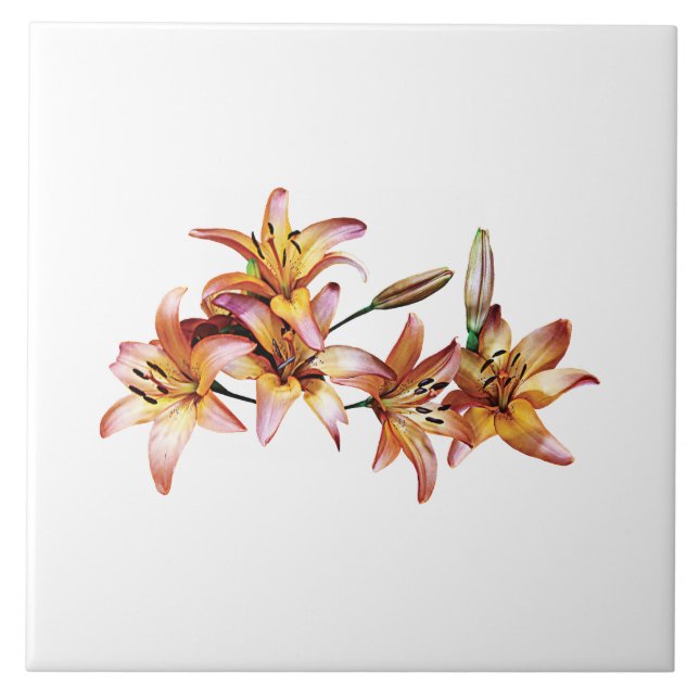 Apricot-Coloured Lilies Tile (Front)