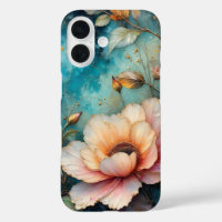 Apricot Cosmos flower on Teal background