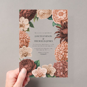 Apricot Cream, Soft Coral & Warm Terracotta Acrylic Invitations