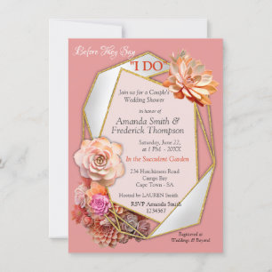 Apricot Crush Colour 2024 with Succulents Invitation