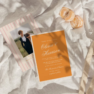 Apricot Crush Orange Pink Bold Modern Invitation