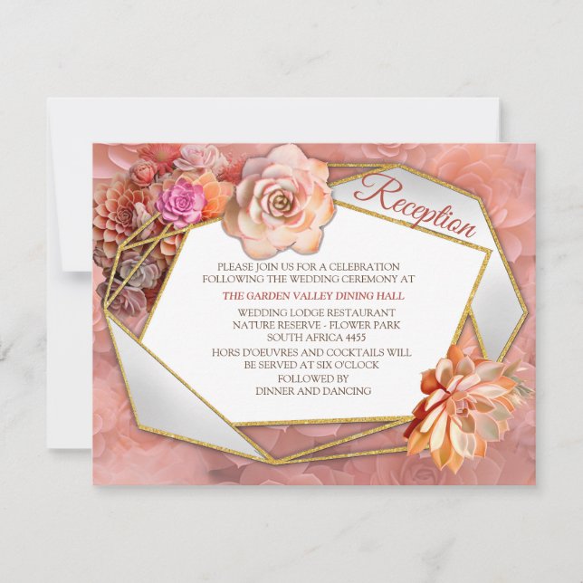 Apricot Crush Succulent Colours Invitation (Front)