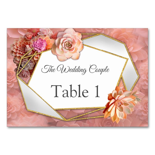 Apricot Crush Succulent Colours Table Number (Front)